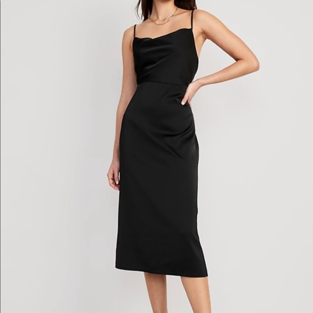 Old navy cowl neck satin black dress